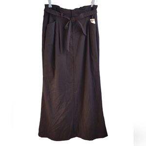 Old Navy Stretch Black Pinch Pleated Pocket Long Maxi Skirt with Belt - NWT - 10